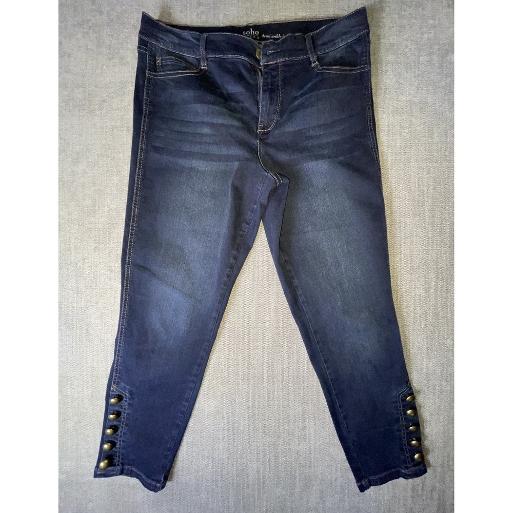 Soho New York & Company Jeans Womens 14 Blue Cotton Ankle Denim‎ Stretch